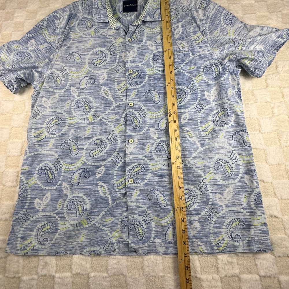 Tommy Bahama Silk Blend Blue Paisley Camp Shirt Short Sleeve Mens XL‎ - Picture 8 of 13